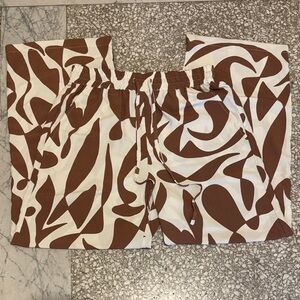 Sanctuary Brown and White Abstract Pattern Pants - Mirage Wide Leg Pants